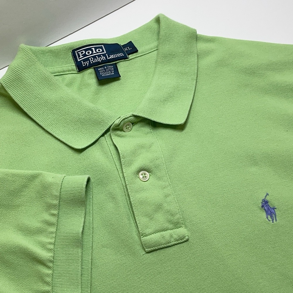 Polo Ralph Lauren Polo Shirt Mens XL Lime Green Pink Pony Golf Preppy Cotton